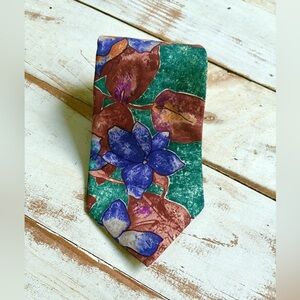 JORDACHE retro abstract artsy necktie 80s men’s tie floral vintage office RARE